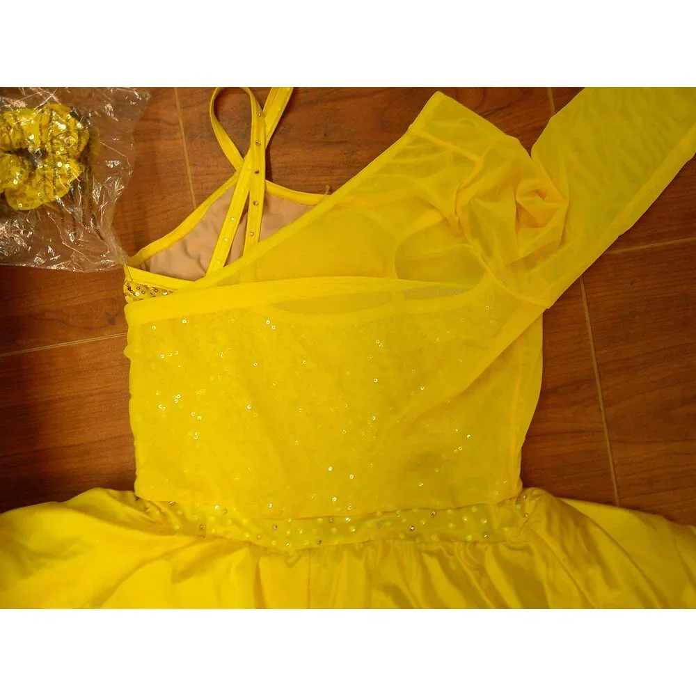 Pre-Owned Dance Costume Weissman 14158 XL Child Yellow Fluffy Tutu Jazz Sequin
